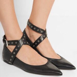 #132 VALENTINO GARAVANI Napa Love Latch Burgundy Leather Flats